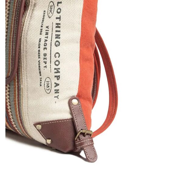 Myra Bag Handmade Rio Backpack Upcycled Canvas & Cowhide Leather main image 12